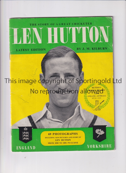 LEN HUTTON AUTOGRAPH Signed magazine, The Story of a Great Cricketer issued in 1951. Generally good