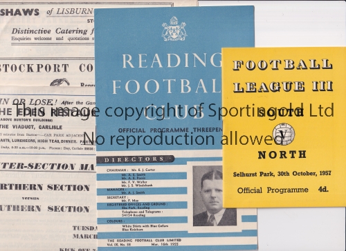 DIVISION 3 / NORTH V SOUTH MATCHES Four programmes: At Reading 16/3/1955, at Stockport County 2/4/