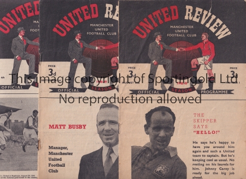 MANCHESTER UNITED Twenty one home programmes for season 1948/9, missing League programmes v