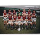 BURNLEY Autographed 12 x 8 col photo of the 1960 First Division winners posing with their trophy