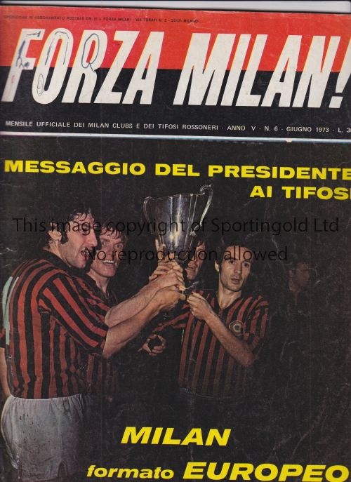 1973 ECWC FINAL / MILAN V LEEDS UNITED Forza Milan! Official magazine for June 1973 with full report