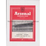 NEUTRAL AT ARSENAL Programme for the Amateur International, England v Wales 14/2/1953 at Highbury