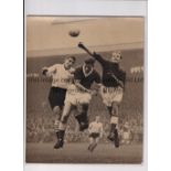 PRESS PHOTOS / FULHAM V LEYTON ORIENT 1956 Three original 10" X 8" B/W Press photos with stamps