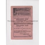 LIVERPOOL V PRESTON NORTH END / EVERTON RES. V BOLTON RES. 1919 Joint issue programme for match on