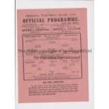 ARSENAL Single sheet home programme for the FL South match v West Ham United 11/12/1943, very