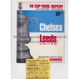 1970 FA CUP FINAL REPLAY Programme and ticket, slight vertical crease, for Chelsea v Leeds United at