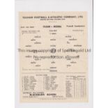 ARSENAL Single sheet programme for the away Football Combination match v Fulham 11/10/1952,