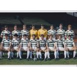CELTIC Autographed 12 x 8 col photo of the 1981 First Division winners posing with their trophy