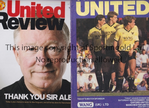 ALEX FERGUSON / MANCHESTER UNITED Programmes for his first match as Manager away v Oxford United 8/