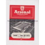 ARSENAL Programme for the home London Challenge Cup Final v West Ham United 6/12/1954. Good