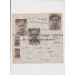 BARNSLEY AUTOGRAPHS 1940'S An exercise book sheet with 23 hand written signatures laid down and 4