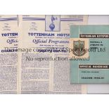 TOTTENHAM HOTSPUR 1960/1 Eight home programmes v Man. Utd. creased, Aston Villa, Cardiff, Wolves