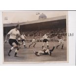 PRESS PHOTOS / ENGLAND V YUGOSLAVIA 1956 Two original B/W Press photos with stamps and paper