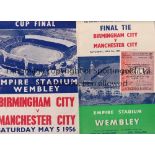 1955 FA CUP FINAL Programme, ticket and song sheet for Manchester City v Birmingham City.