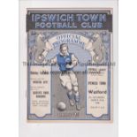 IPSWICH TOWN V WATFORD 1939 / FIRST LEAGUE SEASON Home programme for Ipswich in their first League