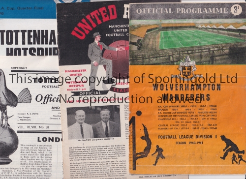 TOTTENHAM HOTSPUR Fourteen programmes including homes 50/1 Championship season v Arsenal score on