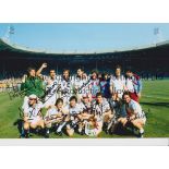 WEST HAM UNITED Autographed 12 x 8 col photo of players celebrating with the FA Cup following a