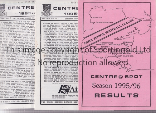 CENTRE SPOT / ESSEX SENIOR FOOTBALL LEAGUE Complete set of 35 issues for season 1995/6. Generally