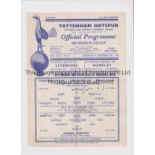 ARSENAL Single sheet programme for the away Combination Cup tie v Tottenham Hotspur 9/9/1953, folded