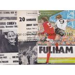 FULHAM Eight home programmes including 4 Testimonials for Haynes, Cohen, Brown and Strong and