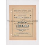 CHELSEA Programme for the away FL South match v Brentford 2/3/1940, punched holes. Fair to generally