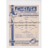 CHELSEA Single sheet home programme for the London Combination match v Swansea Town 3/4/1937, very