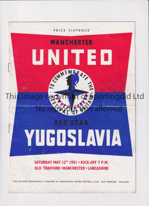 MANCHESTER UNITED / FESTIVAL OF BRITAIN Home programme v Red Star Belgrade 12/5/1951, horizontal