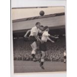 PRESS PHOTOS / FULHAM V LIVERPOOL 1957 Two original 10" X 8" B/W Press photos with stamps and