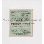 1947 FA CUP FINAL Seat ticket for Charlton Athletic v Burnley. Tiny paper loss on the left on entry.