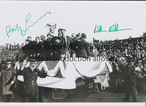 CELTIC Autographed 12 x 8 b/w photo of players parading the European Cup around Celtic Park during