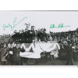 CELTIC Autographed 12 x 8 b/w photo of players parading the European Cup around Celtic Park during