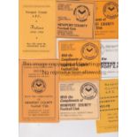 NEWPORT COUNTY FIXTURE CARDS 16 fixture cards from 1970/1 to 1989/0. Generally good