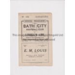 1943 BATH CITY V LOVELLS ATHLETIC Four page programme for the War League game at Bath dated 4/12/43.