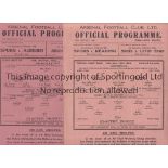 ARSENAL Six single sheet War Time home issues, 1943/44 to 1945/46, v Clapton Orient 29/1/44