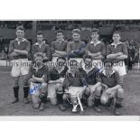 MAN UNITED Autographed 12 x 8 b/w photo of players posing for photographers with the Youth Cup after