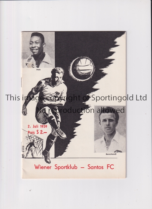 SANTOS / PELE 1959 Programme for the Santos tour match Vienna v. Wiener Sportklub 2/7/1959 with a