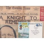 SIR FRANCIS CHICHESTER Three items relating to the around the world voyage in 1967, Evening News 9/