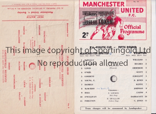 MANCHESTER UNITED / BOBBY CHARLTON AUTOGRAPH Two single sheet home programmes for the Central League