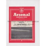 ARSENAL Programme for the home Friendly v South Africa 23/9/1953, team change and very slightly