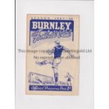 ARSENAL Programme for the away League match v Burnley 27/9/1947 in their Championship season. Very