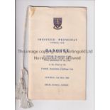 1966 FA CUP FINAL / SHEFFIELD WEDNESDAY Menu for the Banquet at the Hotel Russell, London 14/5/1966,