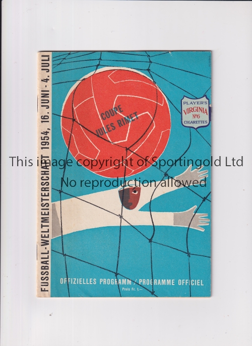 1954 WORLD CUP / ENGLAND V BELGIUM Programme for the match on 17/6/1954 in Basel. Cigarette flyer