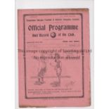 TOTTENHAM HOTSPUR V WOOLWICH ARSENAL 1913 Gatefold programme for the South Eastern League match at