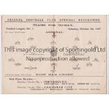 ARSENAL Programme for the home League match v West Ham United 1/10/1927, very slight horizontal