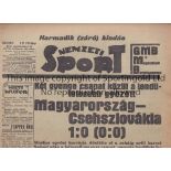 HUNGARY V CZECHOSLOVAKIA 1935 'Nemzeti Sport' Hungarian daily sports newspaper 23/9/1935 from the