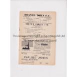 HEANOR TOWN V CARLISLE UNITED 1958 FA CUP Programme for the tie at Heanor 15/11/1958, staples rusted