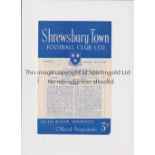 SHREWSBURY TOWN V FINCHLEY 1953 FA CUP Programme for the tie at Shrewsbury 10/1/1953, very