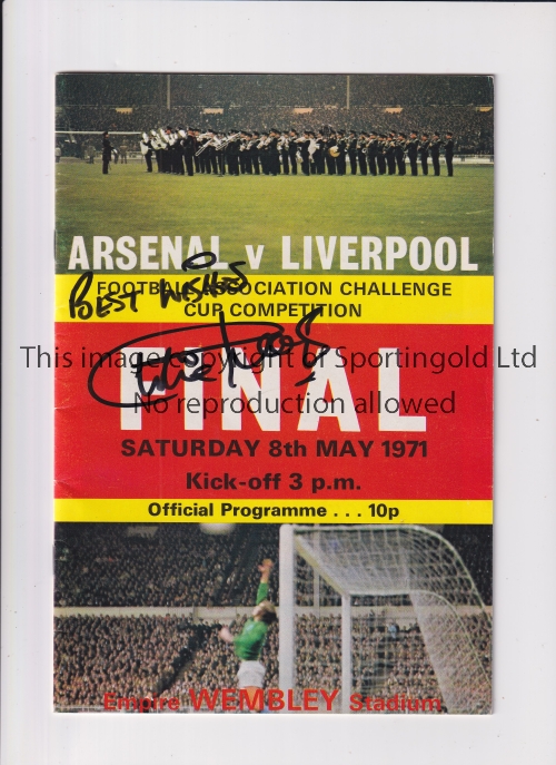 1971 FA CUP FINAL Programme for Arsenal v Liverpool, signed on the front cover by winning goalscorer