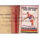PRE-WAR ATHLETIC PROGRAMMES Five programmes including 4 overseas, France v England 29/7/1934, 1935