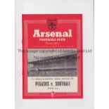 AMATEUR CUP SEMI-FINAL AT ARSENAL 1953 Programme for Pegasus v Southall 14/3/1953 at Highbury.